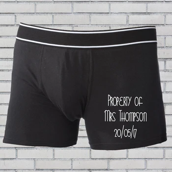 

Custom groom wedding gift boxer shorts, Personalised groom underwear, Novelty groomsmen boxer shorts, Property of name and date