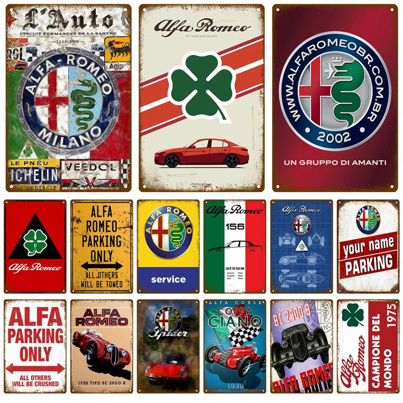 Alfa Romeo Автомобильная табличка металлическая винтажная жестяная вывеска потертый