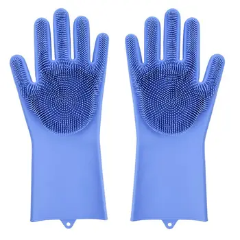 

Roll over ie to zoom in ic Dishwashing Gloves with scrubber, Silicone Cleaning Reusable Scrub Gloves for Wash Dish,Kitchen