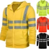 VICABO Men Stripe Patchwork Hooded  Jacket Ski Hoodies Reflective Visibility Workwear Coat Color Block 1