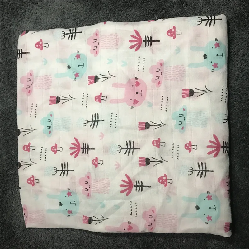 Pink Rabbit Детское одеяло банное полотенце Бамбуковое Пеленальное Одеяло пеленка Марлевое муслиновое одеяло 120 детское одеяло s одеяло для новорожденных Пеленка Хлопок - Цвет: Pink Rabbit