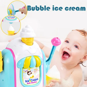 

2020 New Baby Funny Ice Cream Bubble Machine toys Electric Automatic Bubble Maker Blower Bathroom Toy for Baby Gift