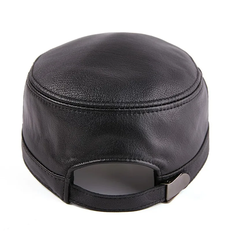XdanqinX Кепка Snapback шляпа из натуральной кожи мужские кожаные армейские Кепки из овчины регулируемый размер мужская плоская кепка среднего возраста папа s