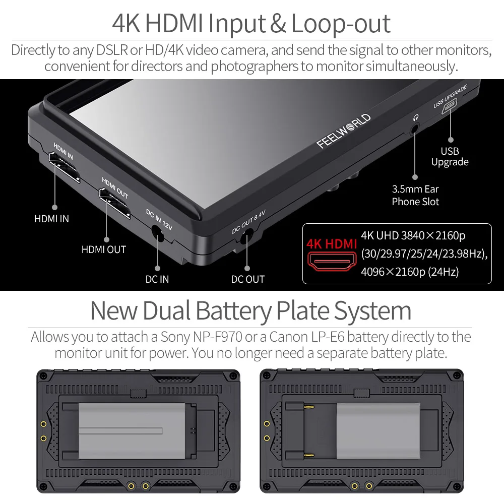 FEELWORLD FW568 V2 5.5 Inch 3D LUT DSLR Camera Field Monitor IPS Full HD1920x1152 Support HDMI Output With Tilt Arm Touch Screen
