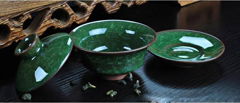 Drinkware Coffee Tea Sets,Colorful Ice Crack Ceramic ,Ice Cracked Tea Set,Ceramic Gaiwan Tea Cup,Chinese Kung Fu Tea Sets (4)