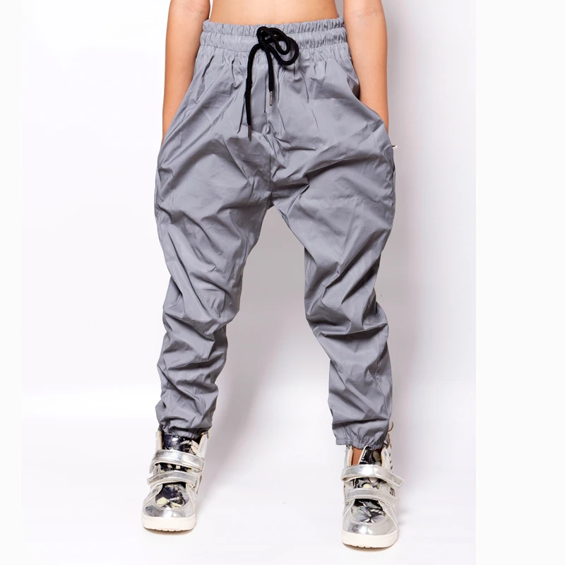 

2021 Kids Adult Personality Casual Spring Aummer Trousers loose Performance Dance Reflective harem hip hop pants
