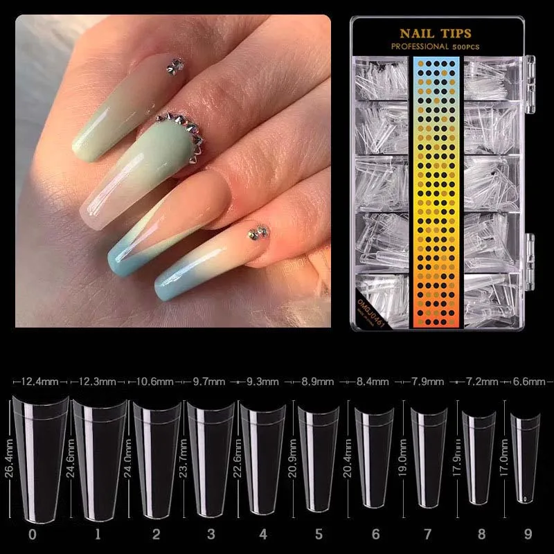 

500 Pcs/box False Nails Non-engraved Fake Nails Thin No Trace Artifical Nails Frosted French Tips Extension Patch Nail Art Tools