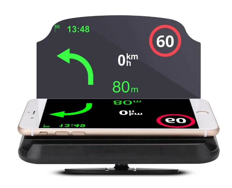 TOSPRA Head Up Display Car HUD Navigation Mobile Phone Projector GPS Navigation Projector Phone Holder for IPhone Samsung Huawei