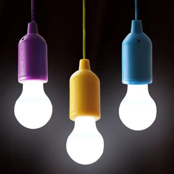 

HOT HOT Colorful LED Light Bulb Chandelier Portable LED Pull Cord Light Bulb Outdoor Garden Camping Hanging LED Light Lamp