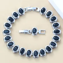 Стерлинговое Серебро Простой черный циркон браслет Здоровье ювелирные изделия для женщин коробка ювелирных изделий SL93