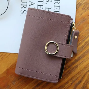 

Women Leather Card Holder Small Wallet Elegant Solid Color Short Purse Zipper Coin Purses Clutch Handbag Fashion Coin Purse J9
