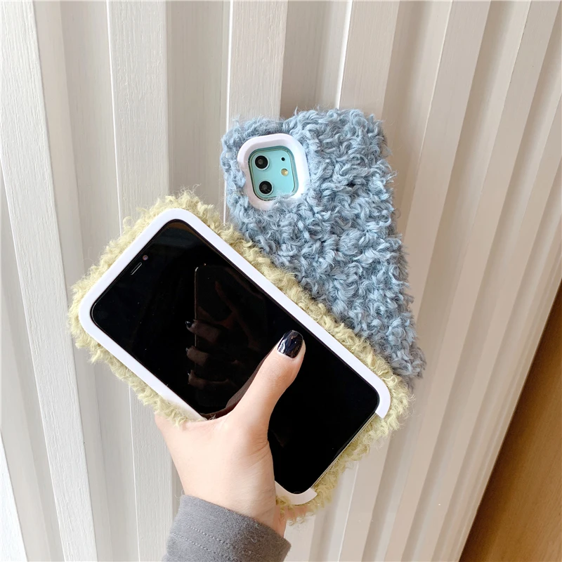 GlamPhoneCase Solid Color Plush Phone Case For iPhone11Pro/Max X XS Max XR Soft Silicone Cover For iPhone11 7 8 6 6s Plus Case