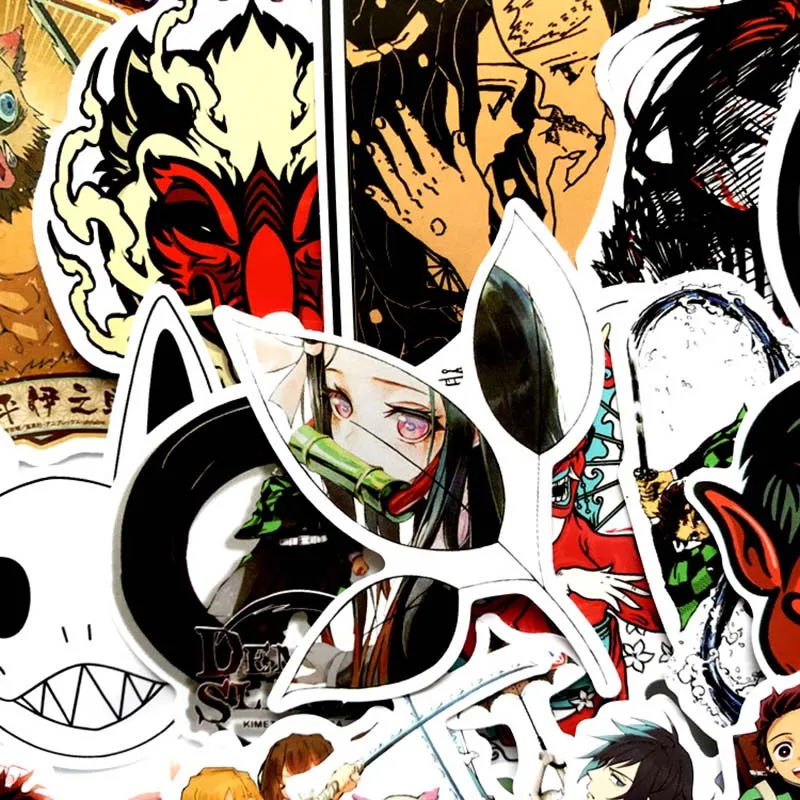 50pcs-Demon-Slayer-Kimetsu-No-Yaiba-Sticker-Cosplay-Props-PVC-Waterproof-DIY-Guitar-Car-Tanjirou-Nezuko (2)