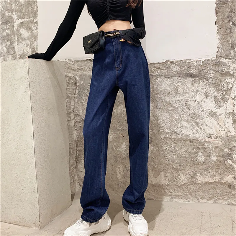 

JUJULAND Loose Vintage Woman Jeans Autumn Casual Boyfriend Curl Denim Wide Leg Straight Pants Oversize High Waist Jean 9675