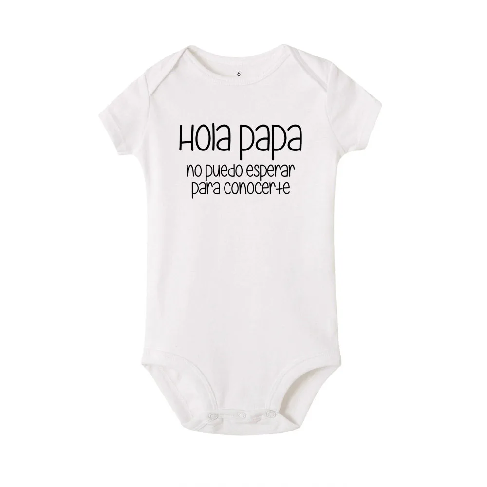 Hola Papa No Puedo Esperar Para Conocerte/Детский комбинезон для мальчиков и девочек; Забавный Милый хлопковый комбинезон для малышей; повседневная одежда для младенцев - Цвет: RM25-SRPWH-