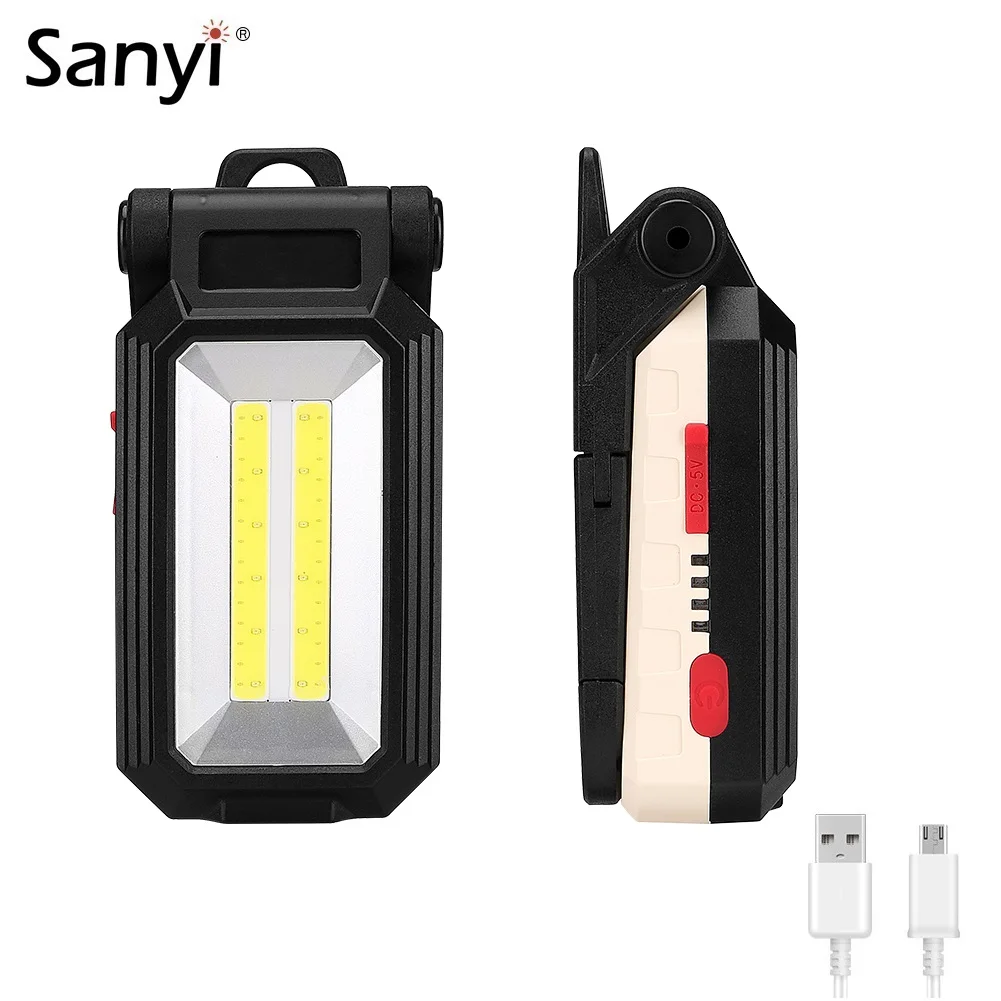 COB LED Work Light XML T6 Flashlight USB Rechargeable Magnetic Torch Flexible Inspection Lamp Worklight With Power Displayer | Лампы и