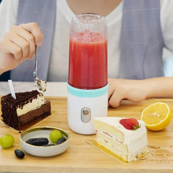 

Hot Mini Juicer Cup 350ml Fruit Juice Mixer Handheld Travel Blender with Stainless Steel 4-Blades Portable USB Electric Fruit Ju