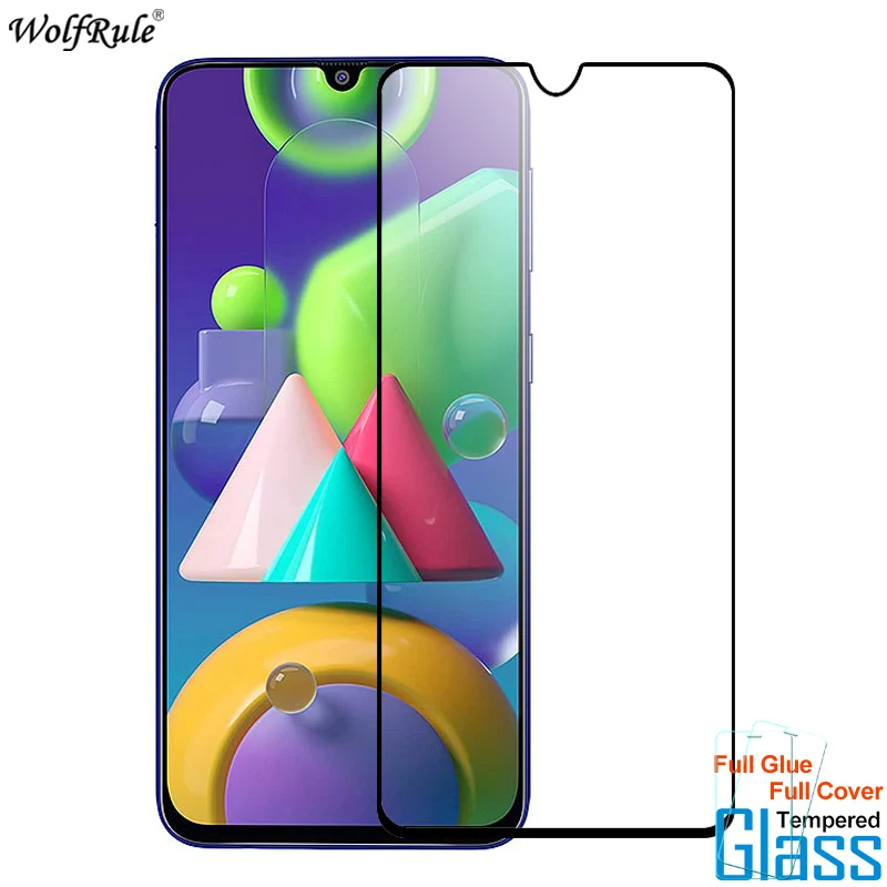

2Pcs Screen Protector For Samsung Galaxy M21 Tempered Glass Full Glue Cover Protective Phone Film For Samsung M21 Glass 6.4''