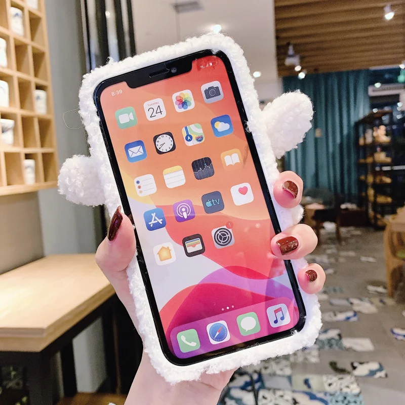 Для iphone 11pro XS Max/XR 8 7 plus 8plus чехол мультяшный 3D Кролик теплый плюшевый чехол для iphone 11 XS противоударный чехол