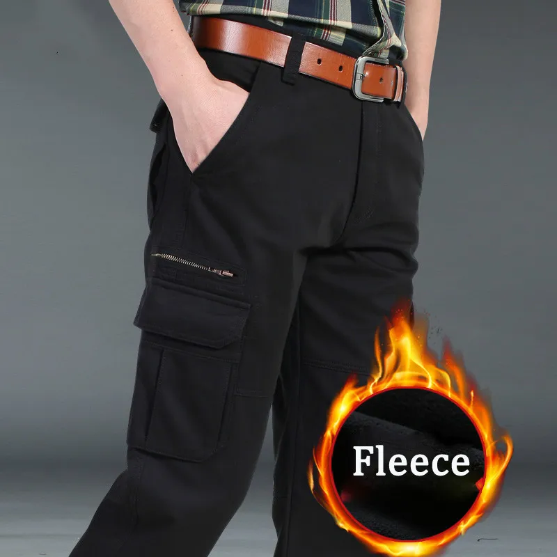 Brand Autumn Winter Fleece Cargo Pants Men Thick Warm Long Military Pants Plus Size pantalon hombre tactical Trousers Brand Autumn Winter Fleece Cargo Pants Men Thick Warm Long Military Pants Plus Size pantalon hombre tactical Trousers