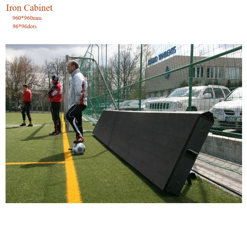 

P10 DIP346 960*960mm Iron Cabinet Rental Outdoor Full Color LED Display Football Basketball Court Screen, gym led screen panel