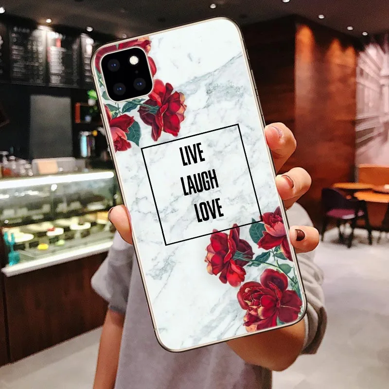 TPU Чехол для телефона с цветочным принтом для iPhone 11 Pro Max новые мраморные розовые мягкие чехлы для iPhone X XR XS Max 5s SE 6 6s 7 8 Plus - Цвет: TPU