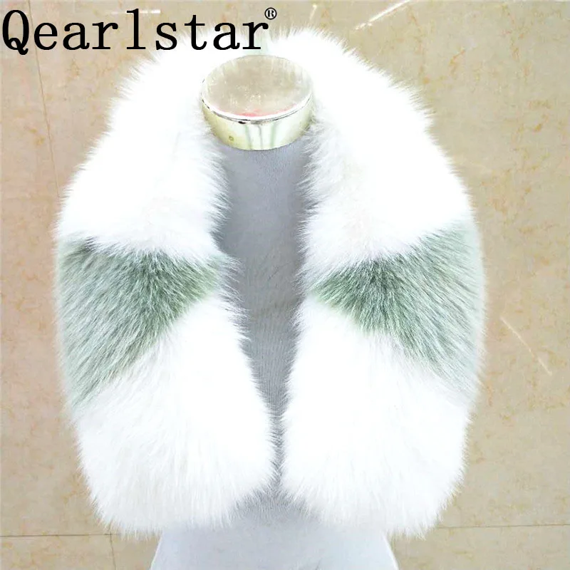 Qearlstar Новинка Зима натуральный мех енота воротник женские шарфы шаль обертывания плед теплый зеленый серый четыре цвета 75*18 см Z633
