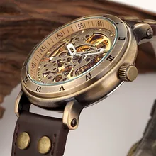 Классические мужские часы с автоматическим механическим скелетом, мужские часы, лучший бренд класса люкс, античный бронзовый дизайн, спортивные военные наручные часы 076
