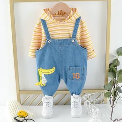 Ensemble deux pièces pour enfants, pull à capuche et salopette pour garçons et filles, vêtements pour bébés, nouvelle collection printemps automne 2021 