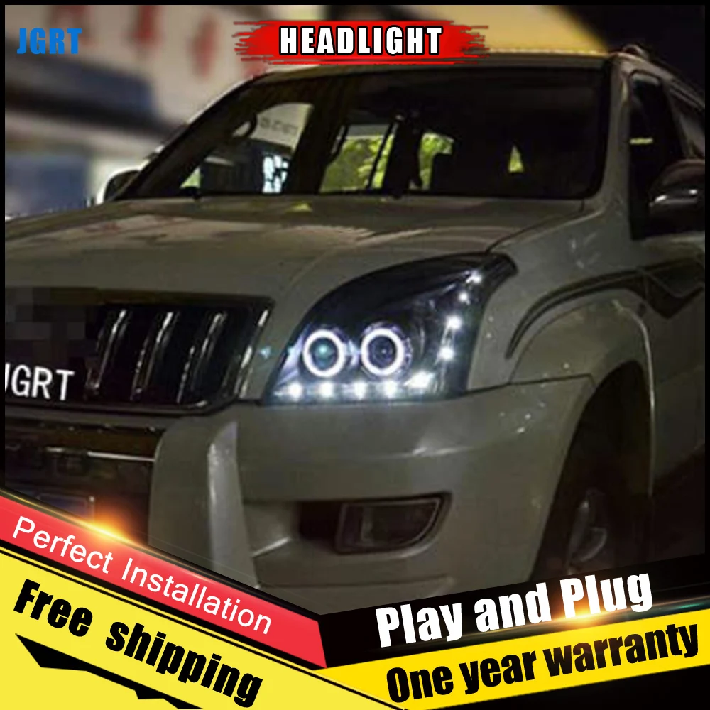 2 шт. автомобильный стиль светодиодный фары для Toyota prado 2003-2009 для prado Головной фонарь светодиодный DRL Объектив двойной луч H7 HID Xenon bi xenon объектив