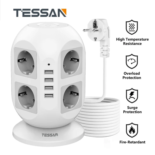 TESSAN – multiprise murale avec 3 prises et 3 Ports USB, Protection contre  les surcharges - AliExpress