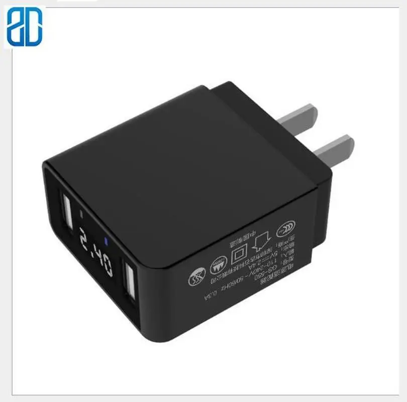 Двойной порт USB быстрая зарядка Смарт экран дисплей мобильного телефона зарядное устройство Универсальный Apple Зарядка голова Путешествия Разъем 2.4A