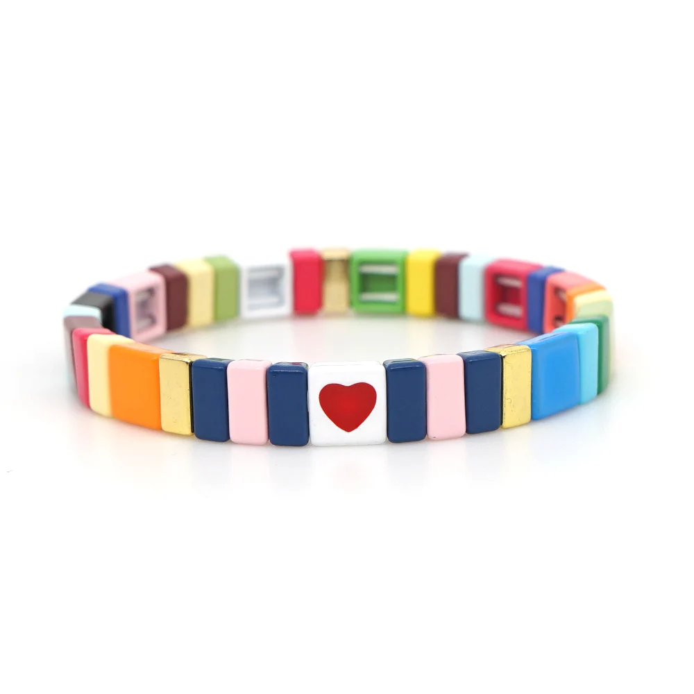 Shinus Pulseras Mujer Moda, сердце, любовь, браслеты с буквами, эмаль, плитка, браслет для женщин, розовый, бохо, ювелирное изделие, ручной работы, сплав