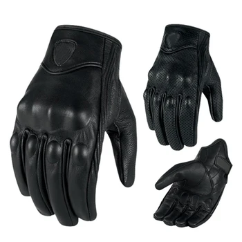 

1 Pair Retro Leather Motorcycle Motocross Gloves Touch Screen Full Finger Protective Gears Motorbike Gloves