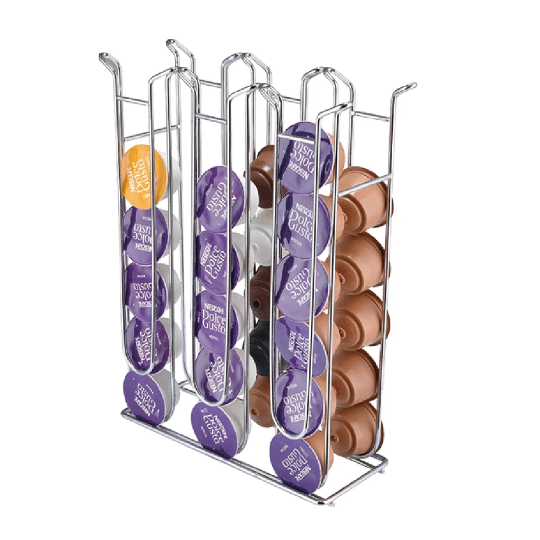 

Capsule Coffee Holder Showing Stand with 36 Pod Capacity for Dolce Gusto - Silver