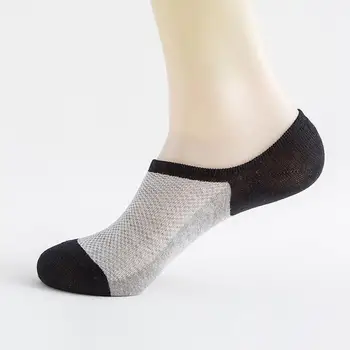 

Men 1 Pair Cotton Summer Elastic Boat Non-Slip Invisible Low Cut No Show Socks