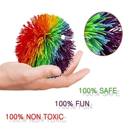 Descompressão arco íris saco de areia bola peludo borracha banda silicone diversão elf elástico criança adulto sensorial jogo brinquedo presente palma tesouro