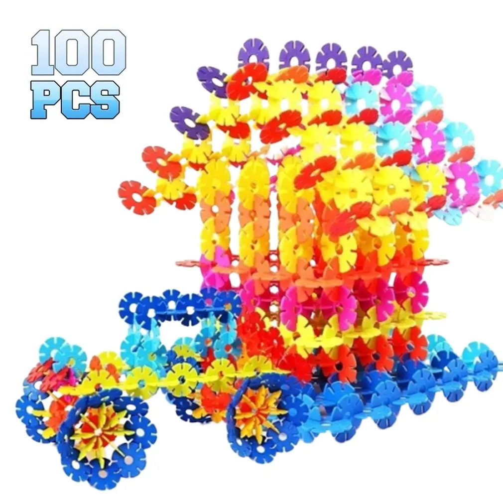 

100pcs/300pcs Plastic Snowflake Interconnecting Blocks Building & Construction Toys Children 3D Puzzle Kindergarten Baby Toy