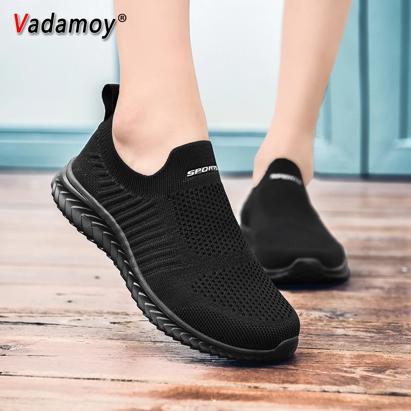 

Outdoor Women Casual Shoes New Fashion Flat Woman Sneakers Mesh Breathable Slip-on Walking Footwear Blue Womens Shoes