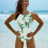 Halter Print 2022 Sexy Women One Piece Swimsuit Swimwear Female Brazilian Bathing Suits Bodysuit Beach Wear Backless Monokini ► Photo 3/6