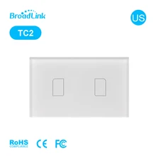 BroadLink TC2-2-US 110V настенный выключатель, американская версия Смарт настенный сенсорный выключатель, 2gang 1way, переключатель дистанционное управление через смартфон
