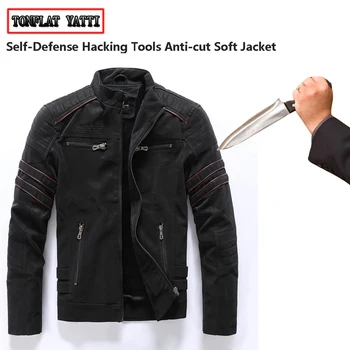 

Self-defense Anti-cut Anti-stab Men Velvet Winter Leather Jacket Flexible Invisible Anti-hacker Swat Fbi Safety Tactics Clothing