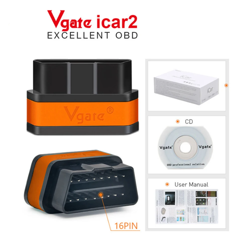 OBDII сканер Vgate iCar2 ELM327 Bluetooth Wi-Fi автомобильный диагностический инструмент 327 OBD2 считыватель кодов ODB сканер для IOS Android
