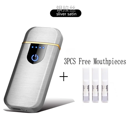 Silver USB mini Electric lighter smart windproof Touch sensor induction rechargeable electronic cigarette ultra-thin Metal men lighters - Цвет: Silver