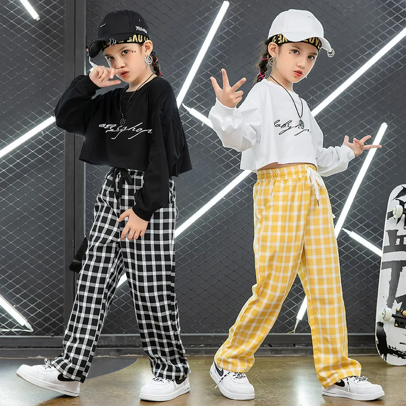 Новинка 2020, Детская танцевальная одежда в стиле хип-хоп, топы и брюки, костюм в стиле хип-хоп для девочек, одежда для чирлидинга и джазовых танцев, одежда для выступлений