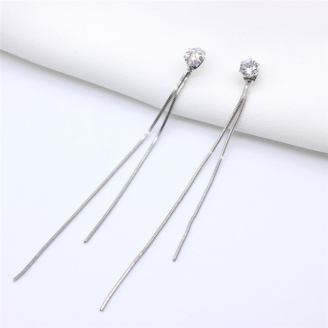 Silver Plated Crystal Leaf Tassel Drop Earrings For Women Wedding Fashion 2020 Jewelry Gift