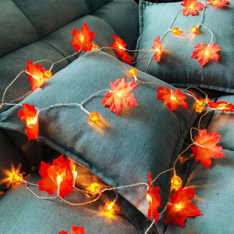 3M 20LEDs New Pumpkin Maple Leaf LED String Lights Battery Operation Thanksgiving Christmas Garden Party Room Decoration | Освещение