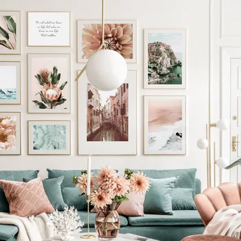 

Venice Canal Flower Leaf Dolphin Coast Pastel Waves Wall Art Prints Canvas Painting Nordic Poster Decor Pictures For Living Room