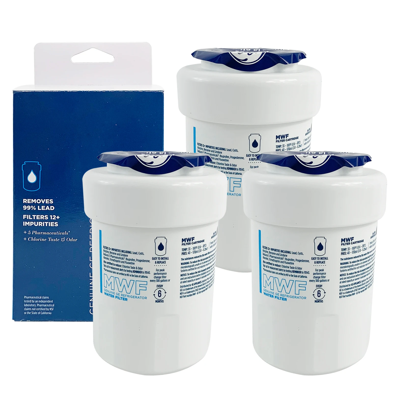 3 Pack Of Refrigerator Water Filter Cartridge Replacement For Ge