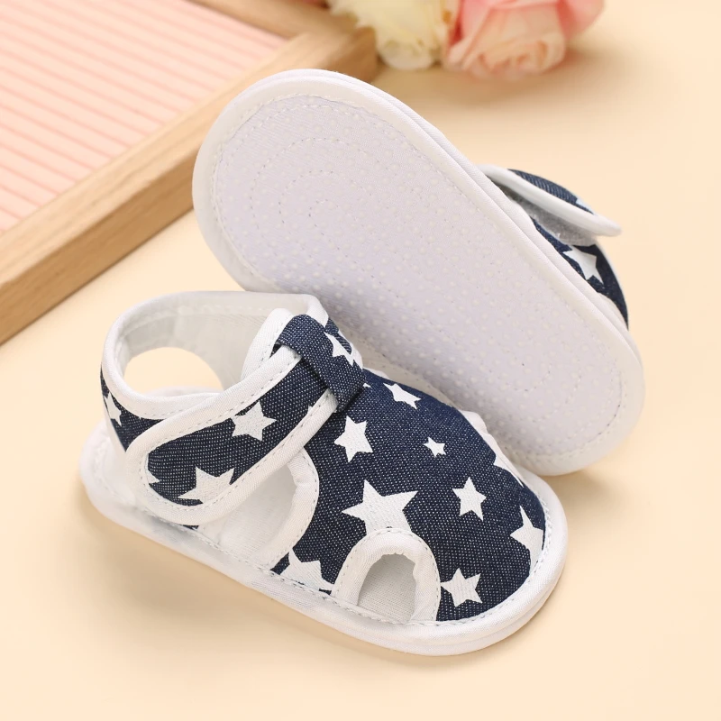 2021 NEW 0-18Months Kids Newborn Baby Boys Fashion Summer Soft Crib Shoes First Walker Anti Slip Sandals Shoes Soft Sole